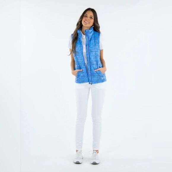 Blue Quilted Puffer Vest STRAIGHT DOWN “cloud vest” $122 nwt new - Picture 3 of 11